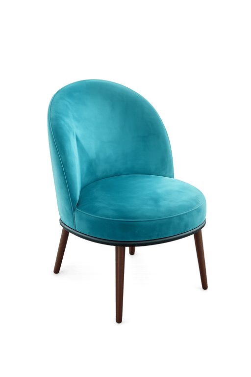 Fauteuil en Velours Bleu Marine avec Pieds en Bois