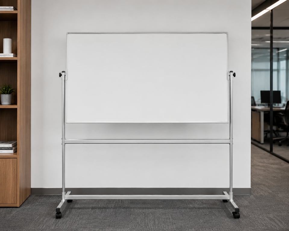 Tableau blanc sur pied avec roulettes
