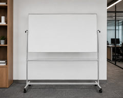 Tableau blanc sur pied avec roulettes