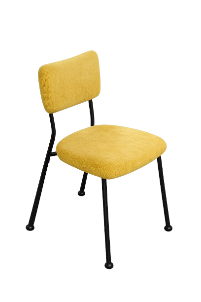 Chaise de réunion - Velours jaune et métal noir