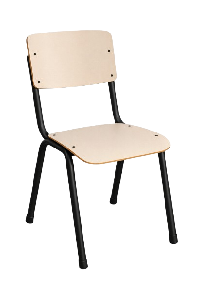 Chaise de cafétéria empilable en bois et métal