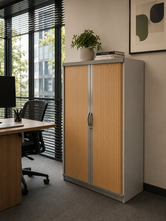 Armoire Haute en Métal avec Portes Coulissantes