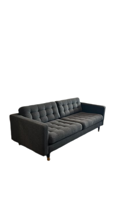 Canapé rectangulaire en tissu gris avec accoudoirs