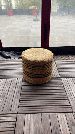 Pouf crème en fibre - 3-4