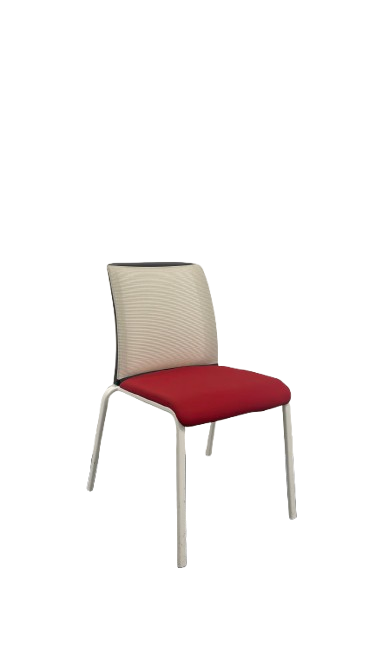 Chaise de réunion en tissu rouge avec dossier en résille