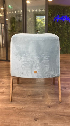 Fauteuil Gris en Velours avec Accoudoirs