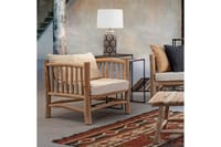 Fauteuil en bois et tissu blanc Maison du monde - 3-4