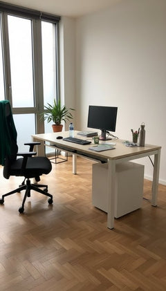 Bureau droit 160x80 - Mélaminé Chêne clair