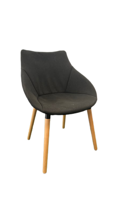 Fauteuil noir en tissu et bois - 3-4