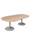 Table de réunion ovale 210x100 Chêne et métal gris