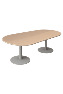 Table de réunion ovale 210x100 Chêne et métal gris