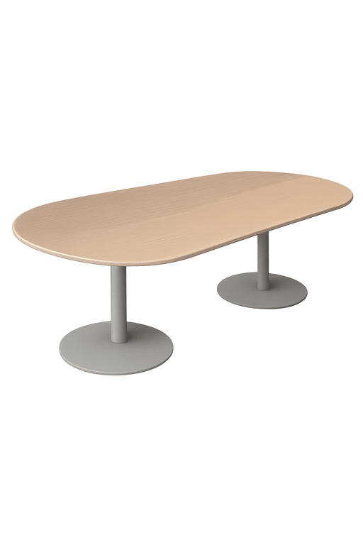 Table de réunion ovale 210x100 Chêne et métal gris