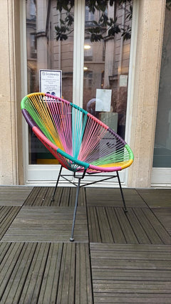 Chaise d'extérieur métal et cordage arc-en-ciel - 3-4