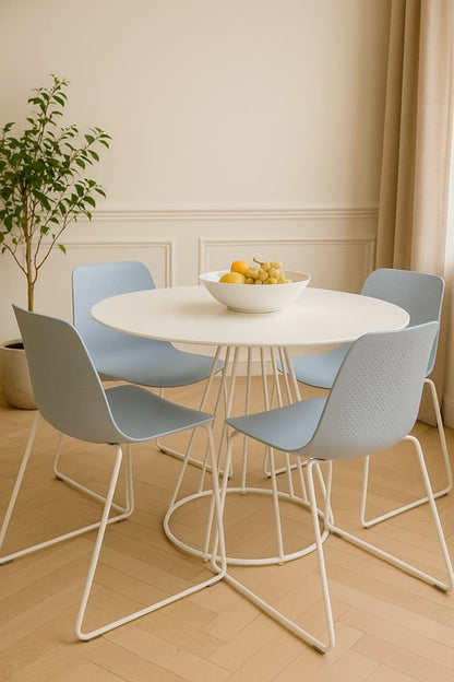 Chaise de cafétéria bleu clair en plastique