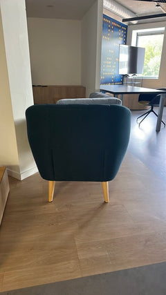 Fauteuil en tissu bleu - arriere