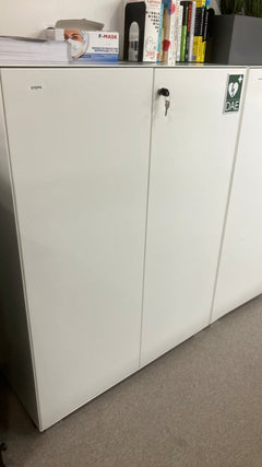 Armoire Basse 140 cm en Métal Blanc