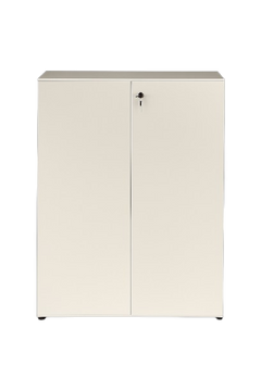 Armoire Basse 140 cm en Métal Blanc