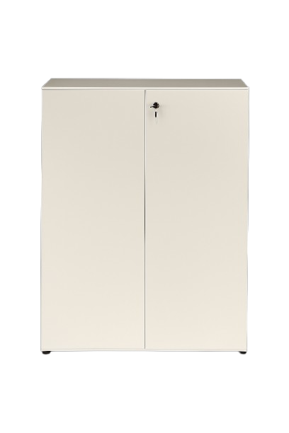 Armoire Basse 140 cm en Métal Blanc