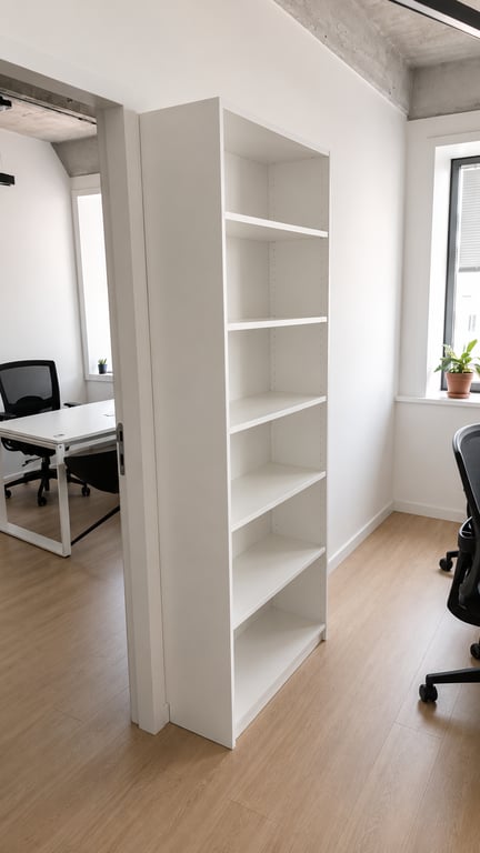 Bibliothèque en bois mélaminé blanc