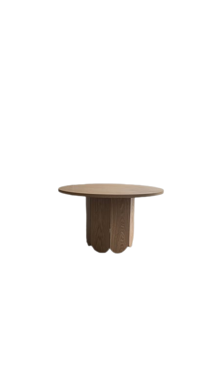 Table basse ronde 80 cm mélaminé chêne clair - face