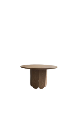 Table basse ronde 80 cm mélaminé chêne clair - face