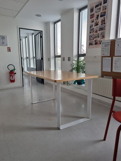 Table cafétéria rectangulaire bois métal 140x80 - 3-4