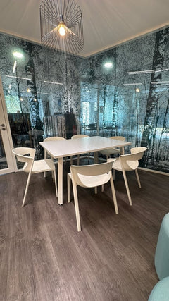 Table de cafétéria rectangulaire 140 x 100 cm blanche - ambiance