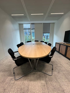 Table de réunion ovale 140x320 cm chêne