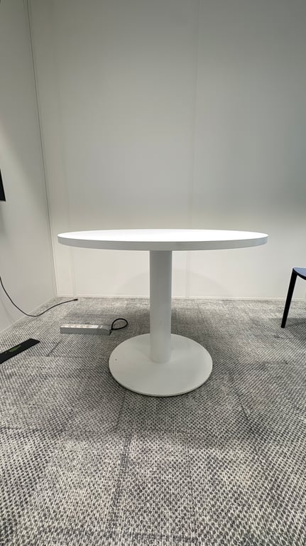 Table de réunion ronde 100 cm blanche - face