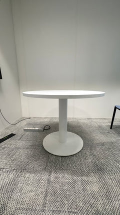Table de réunion ronde 100 cm blanche - face