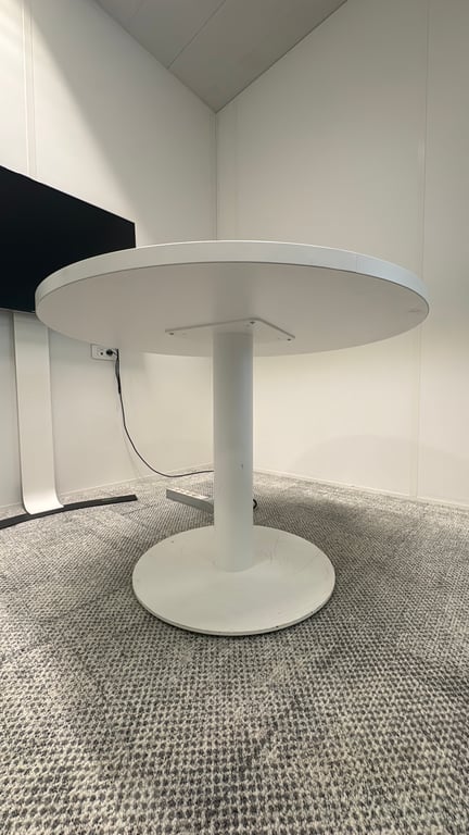 Table de réunion ronde 100 cm blanche - dessous