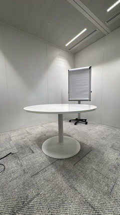 Table de réunion ronde 120 cm mélaminé blanc - 3-4