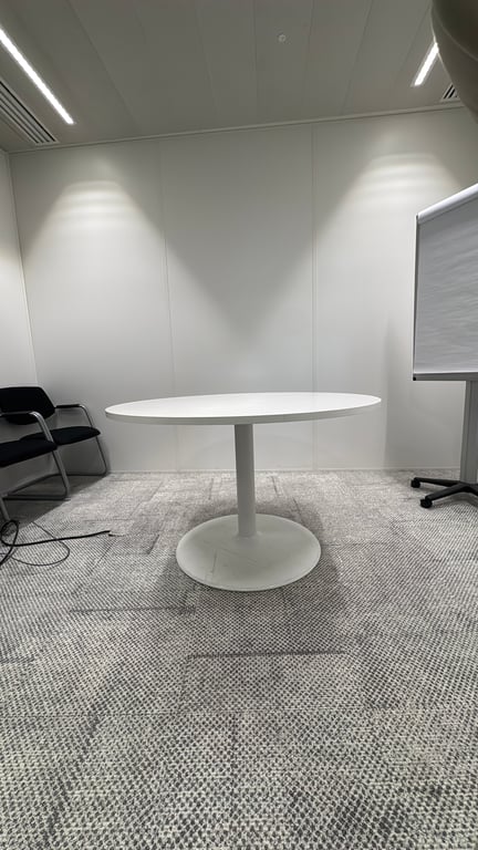 Table de réunion ronde 120 cm mélaminé blanc - face