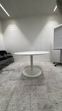 Table de réunion ronde 120 cm mélaminé blanc - face