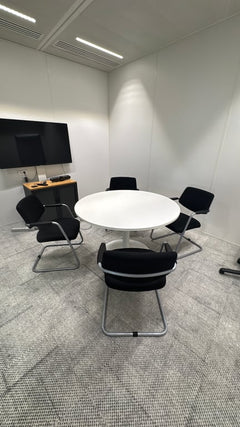 Table de réunion ronde 120 cm mélaminé blanc - ambiance