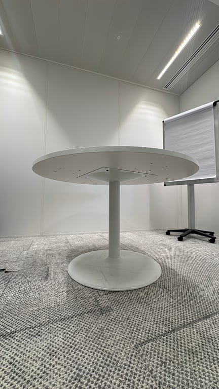 Table de réunion ronde 120 cm mélaminé blanc - dessous