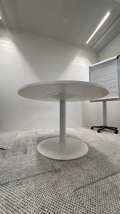 Table de réunion ronde 120 cm mélaminé blanc - dessous