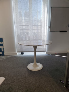 Table de réunion ronde en marbre et plastique - face